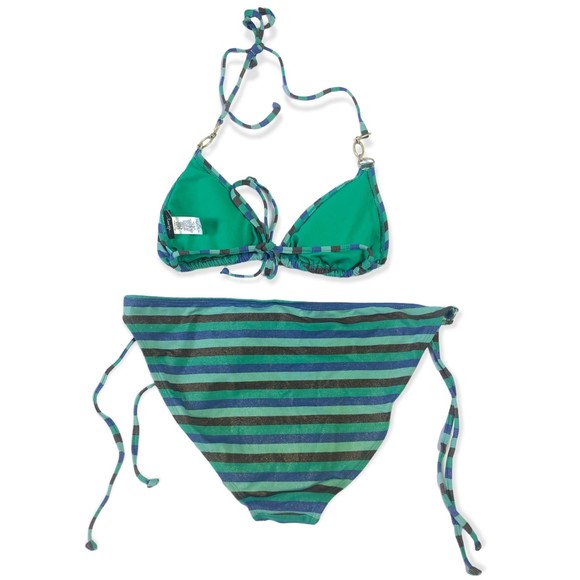 Old Navy Striped Colorblock Gold Rings 2-Piece Swimsuit - Picture 2 of 5